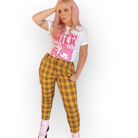 Hot Topic Yellow Plaid Pants With Detachable Chain - Picture 4 of 12